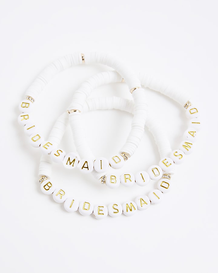 White 3 Pack Bridesmaid Bracelets