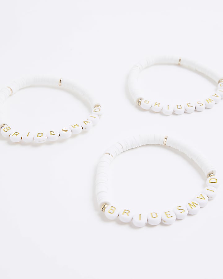 White 3 Pack Bridesmaid Bracelets