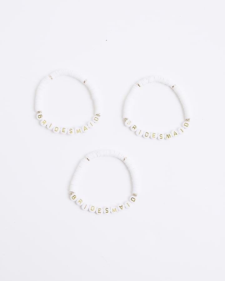 White 3 Pack Bridesmaid Bracelets