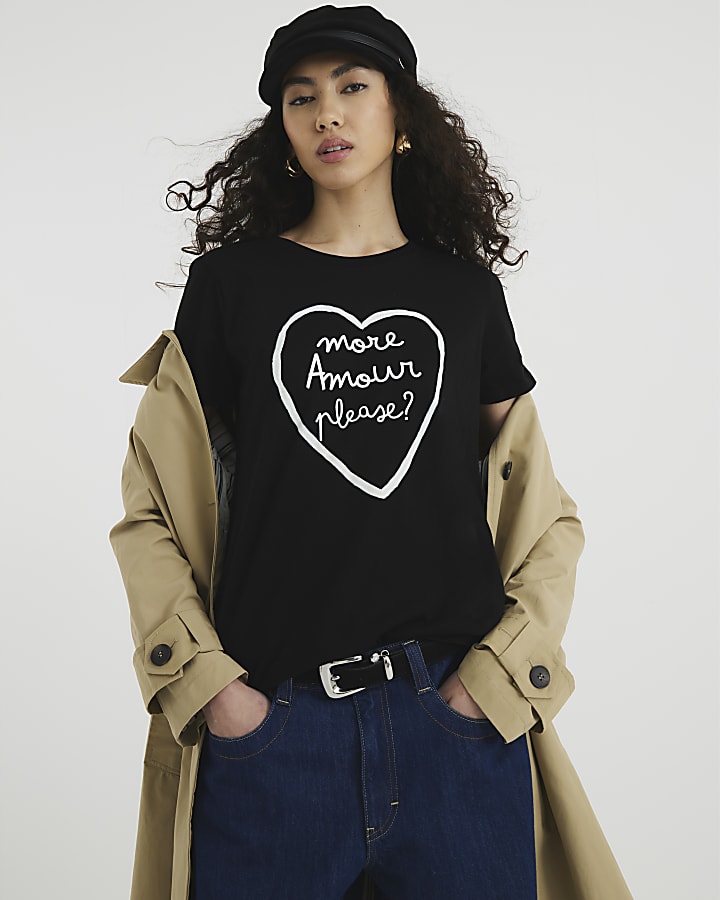 Black More Amour Please T-Shirt