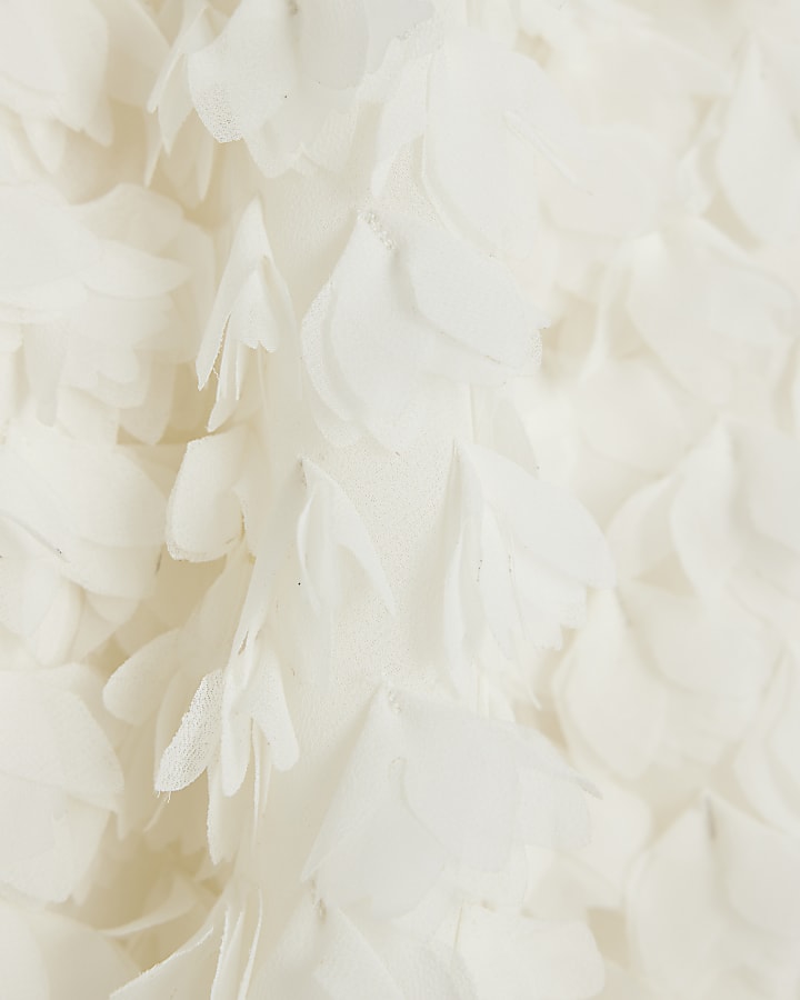 White 3D Floral Cape