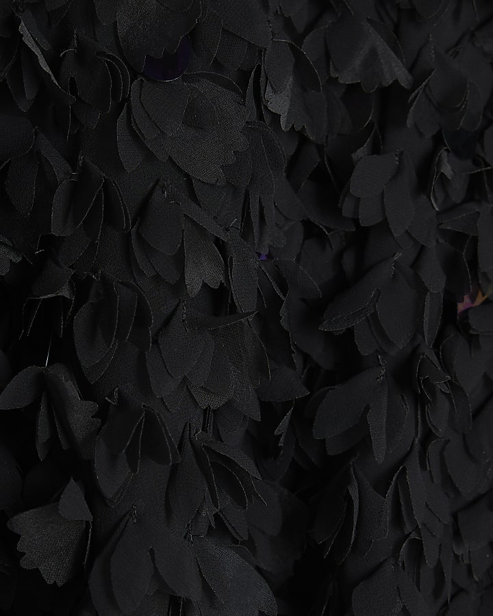Black 3D Floral Sequin Cape