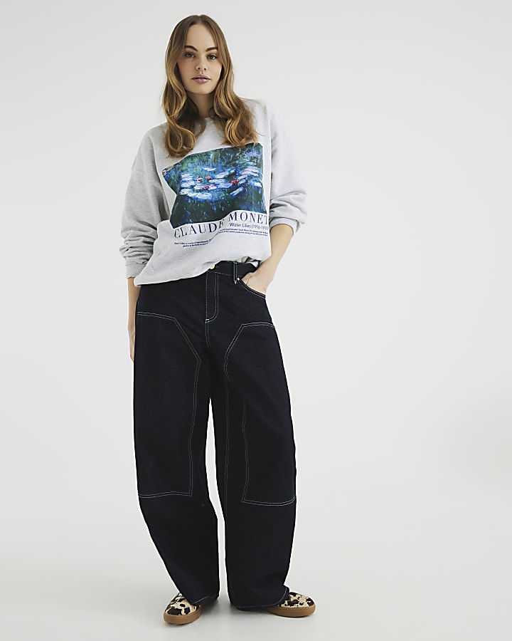 Grey Claude Monet Print Sweatshirt