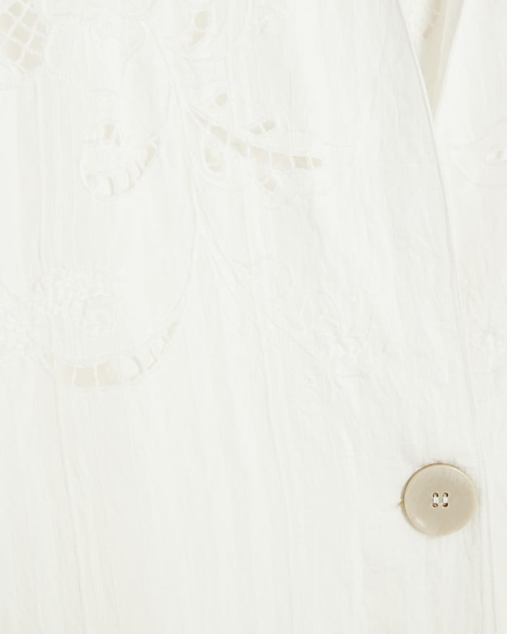 Petite White Broderie Relaxed Shirt