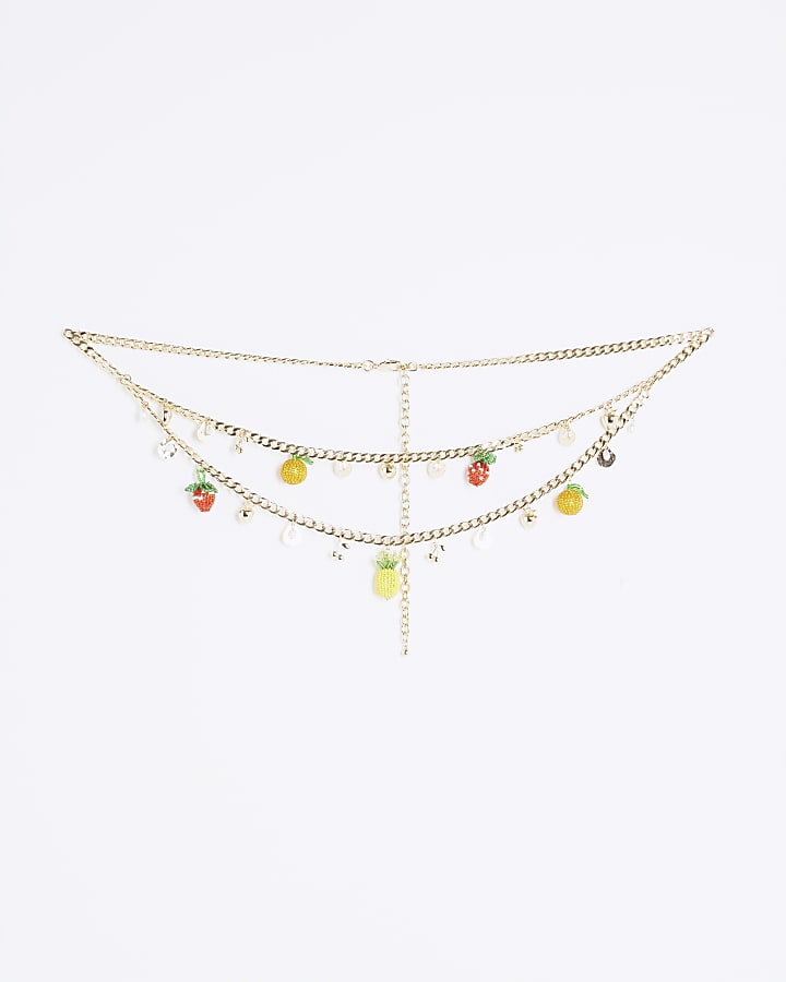 Gold Fruit Charm Chain Belt