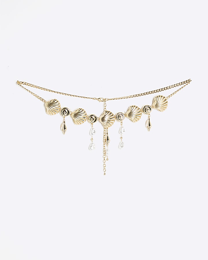 Gold Shell Charm Chain Belt