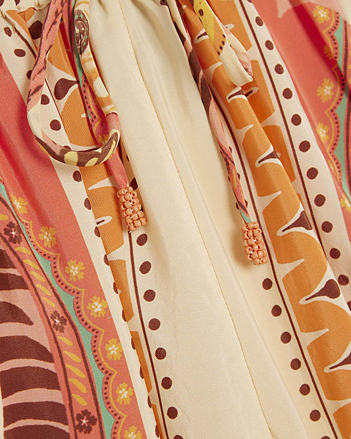 Petite Orange Graphic Print Shorts