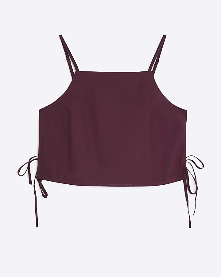 Petite Purple Sleeveless Poplin Cami Top