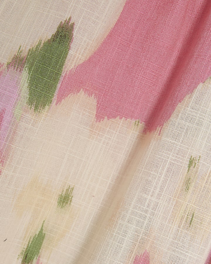 Petite Pink Floral Linen Blend Trousers