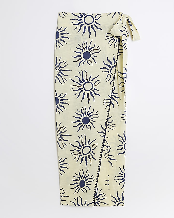 Cream Sun Print Beach Sarong