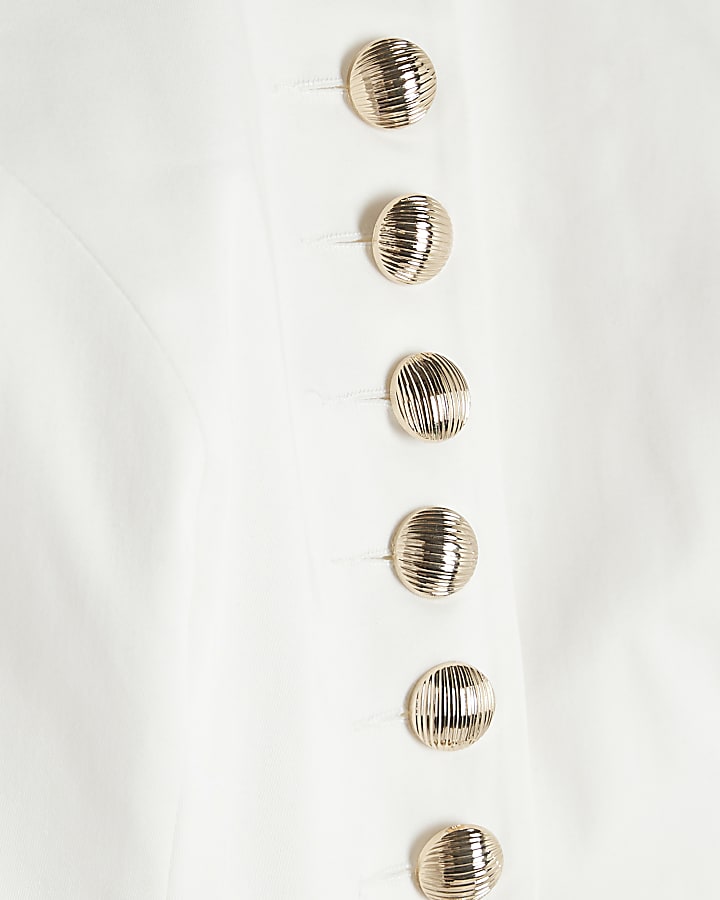 White Halter Neck Fitted Waistcoat