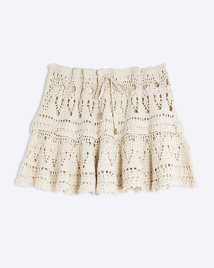Cream Crochet Frill Beach Skirt