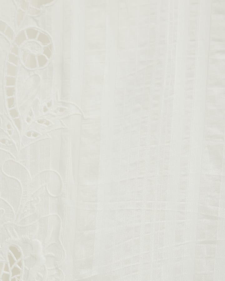 White Cutwork Wide Leg Trousers