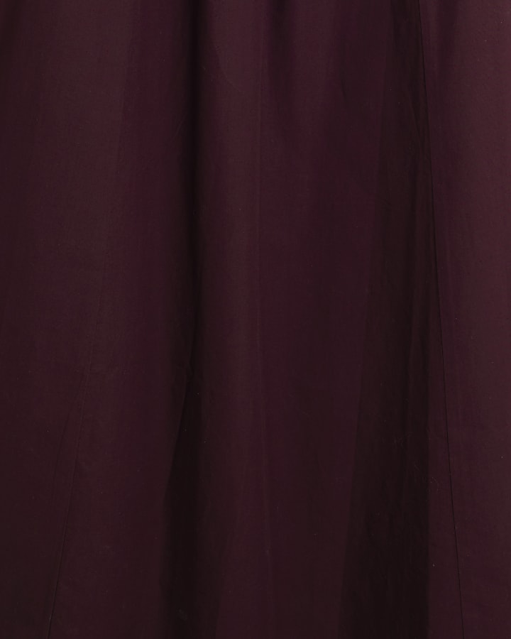 Red Strappy Poplin Midi Dress
