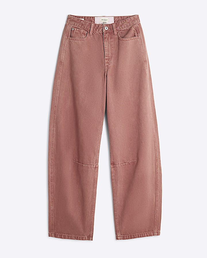 Pink High Rise Balloon Leg Jeans