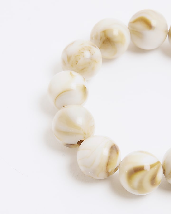 White Marble Effect Beaded Bracelet