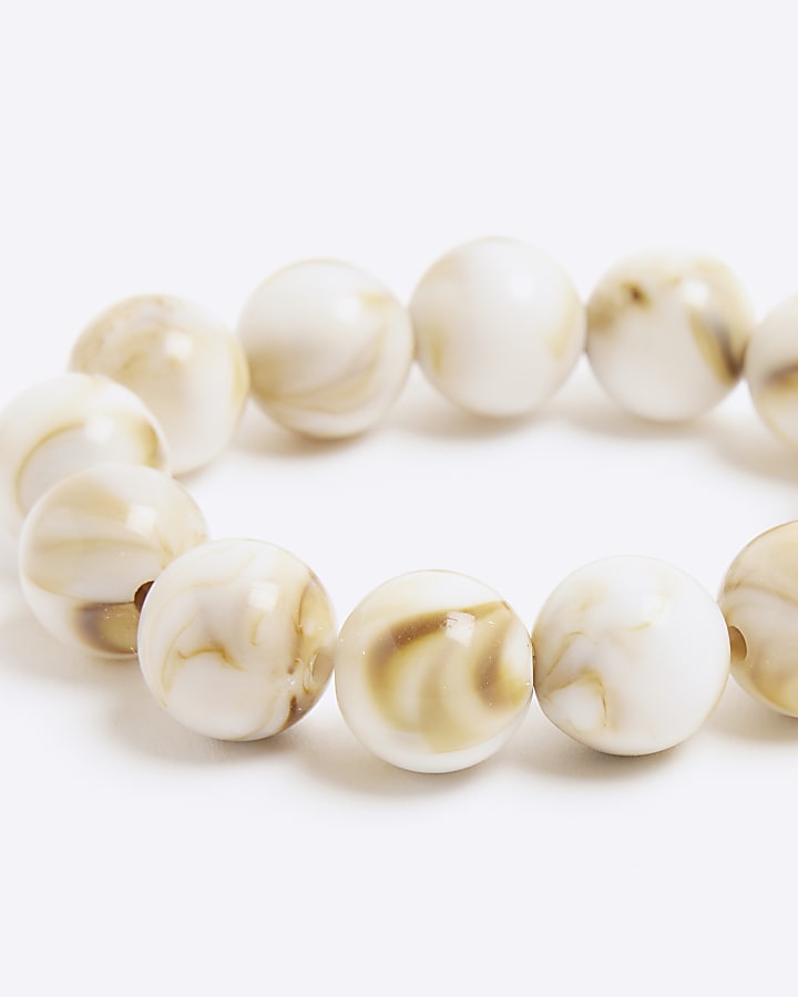 White Marble Effect Beaded Bracelet