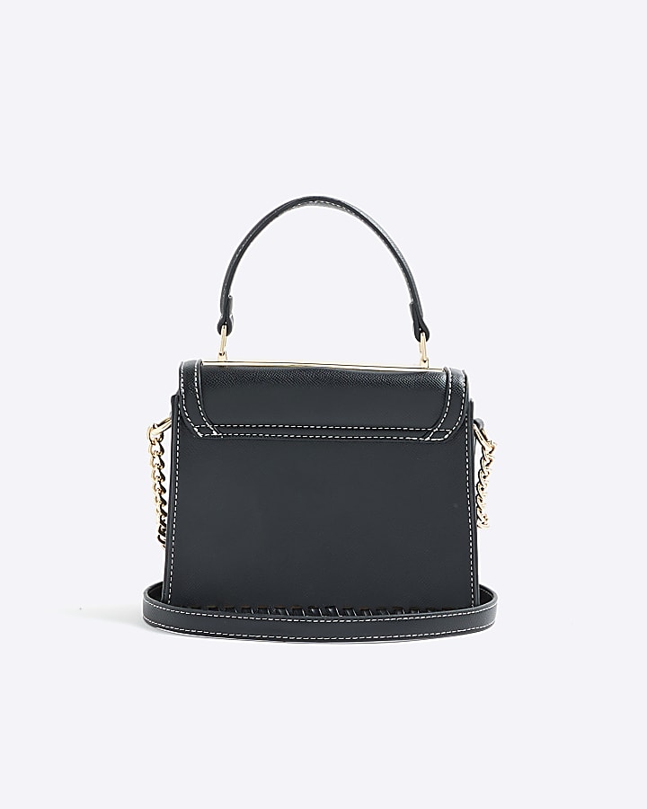 Black Mini Raffia Cross Body Tote Bag