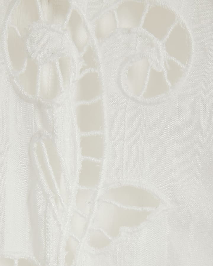 Petite White Cutwork Trousers