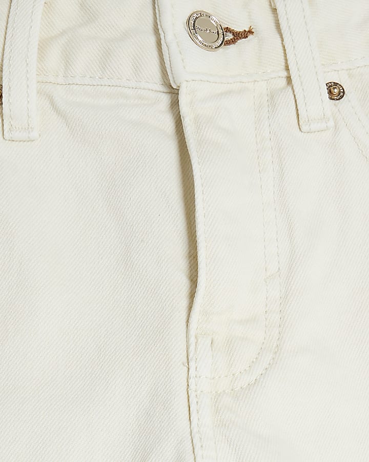Ecru Denim Longline Bermuda Shorts