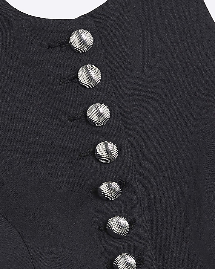Petite Black Halter Neck Fitted Waistcoat