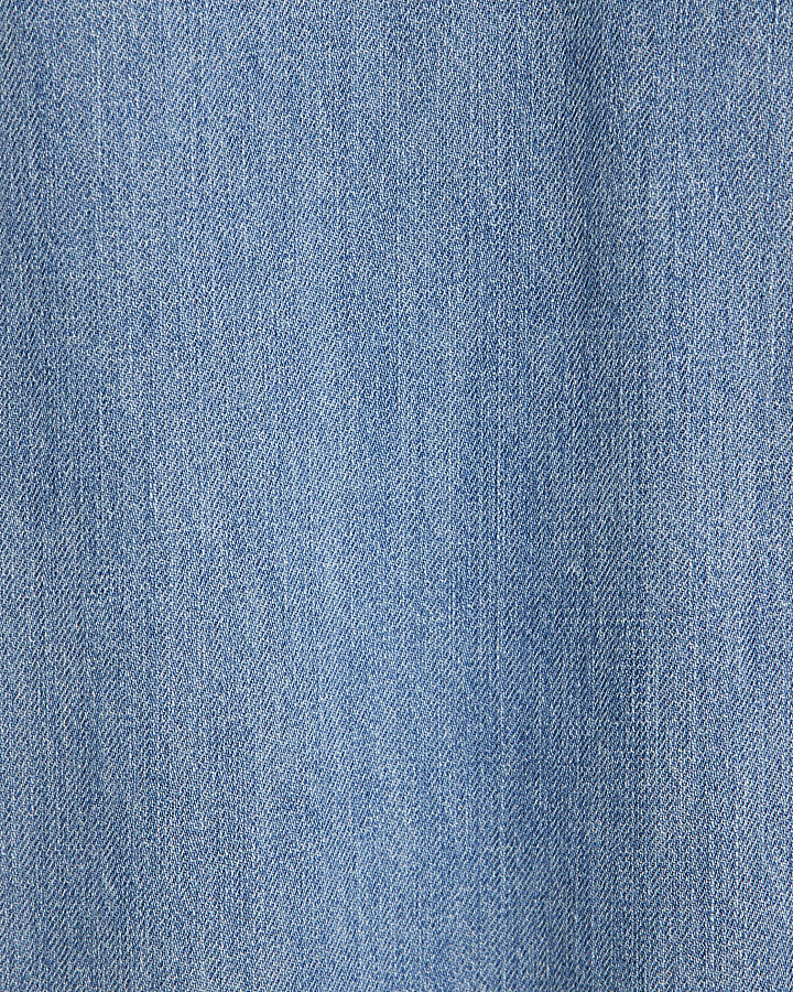 Blue Wide Leg Tie Front Jeans