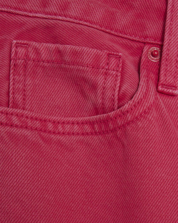 Pink High Rise Relaxed Straight Leg Jeans
