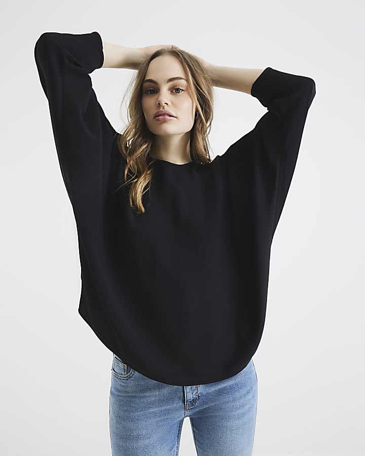 Black Batwing Top