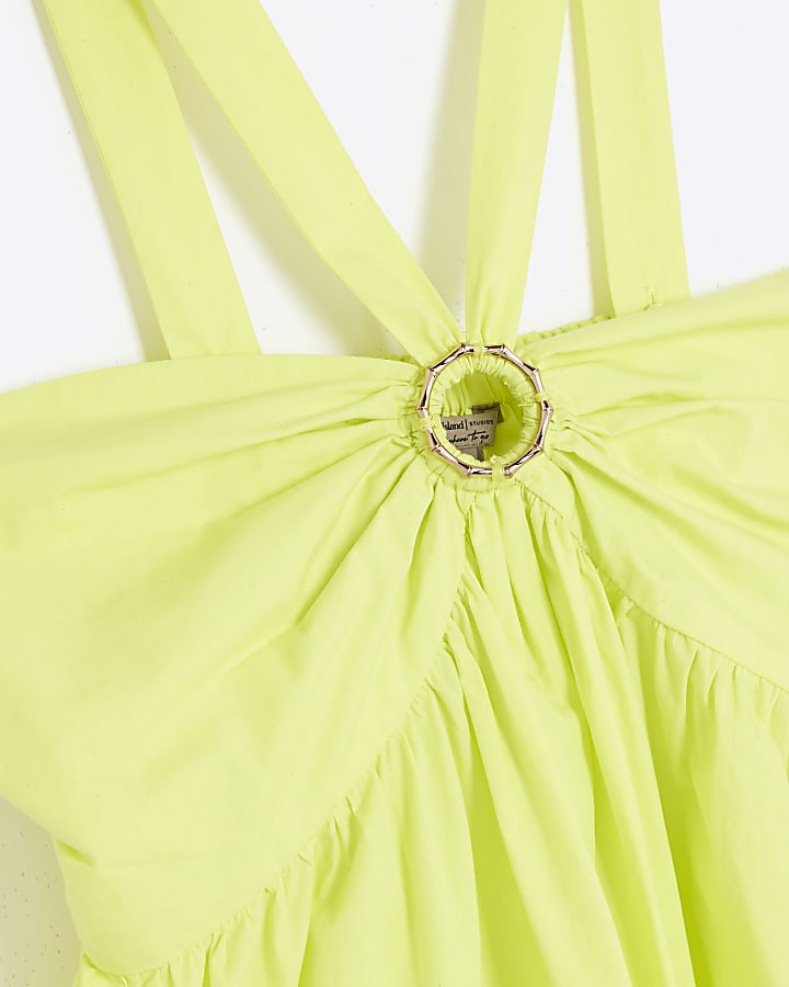 Yellow Sleeveless Halter Neck Top