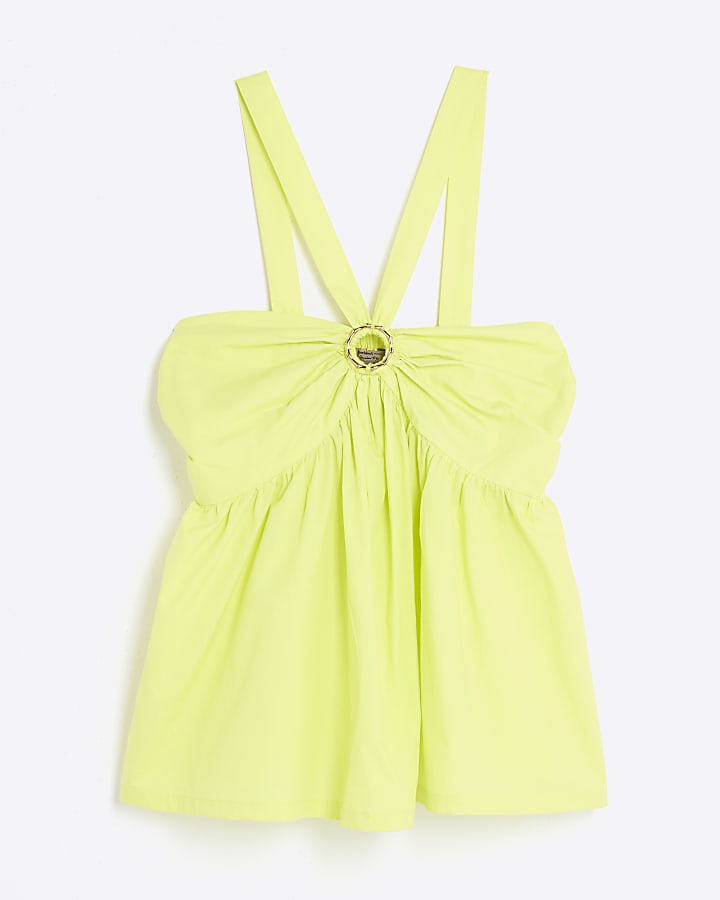 Yellow Sleeveless Halter Neck Top