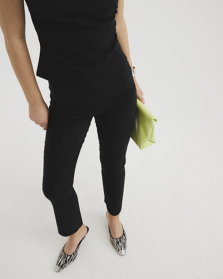 Black Bengaline Kickflare Trousers