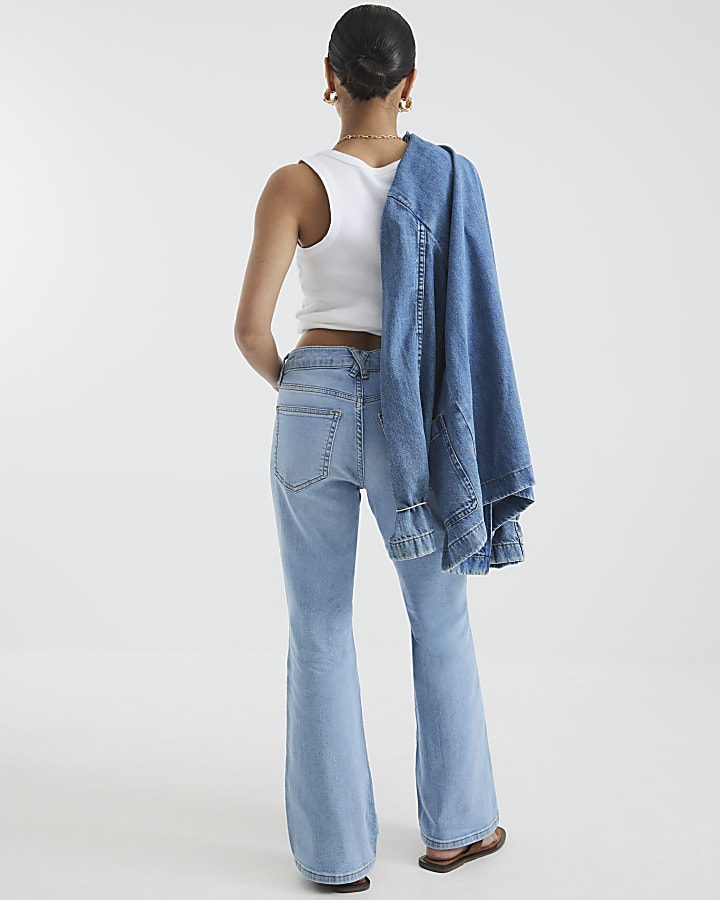 Petite Blue Mid-Rise Bootcut Jeans