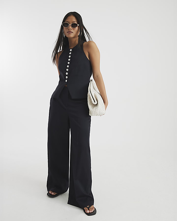 Petite Black Wide Leg Trousers