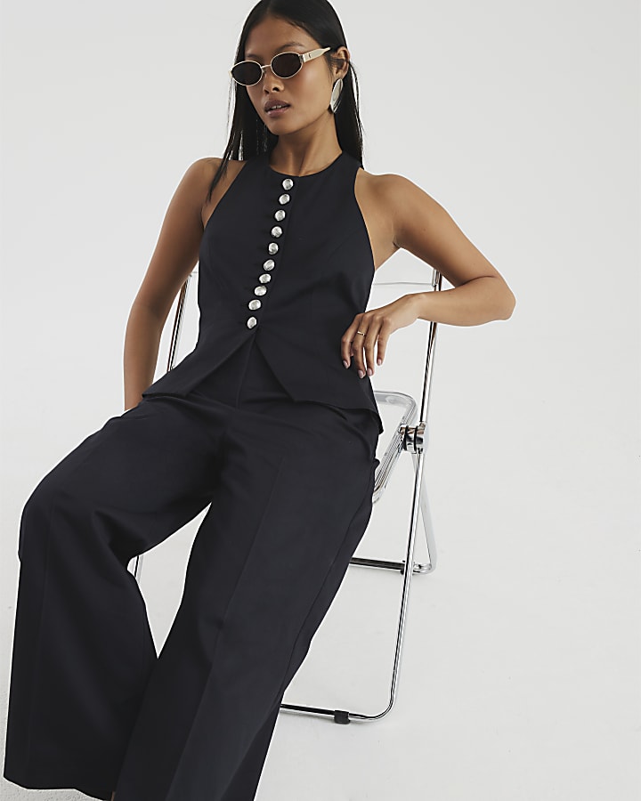 Petite Black Wide Leg Trousers