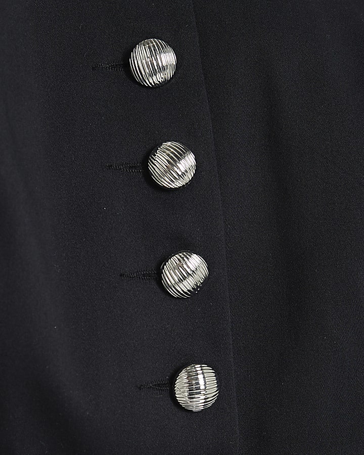 Black Button Front Shift Mini Dress