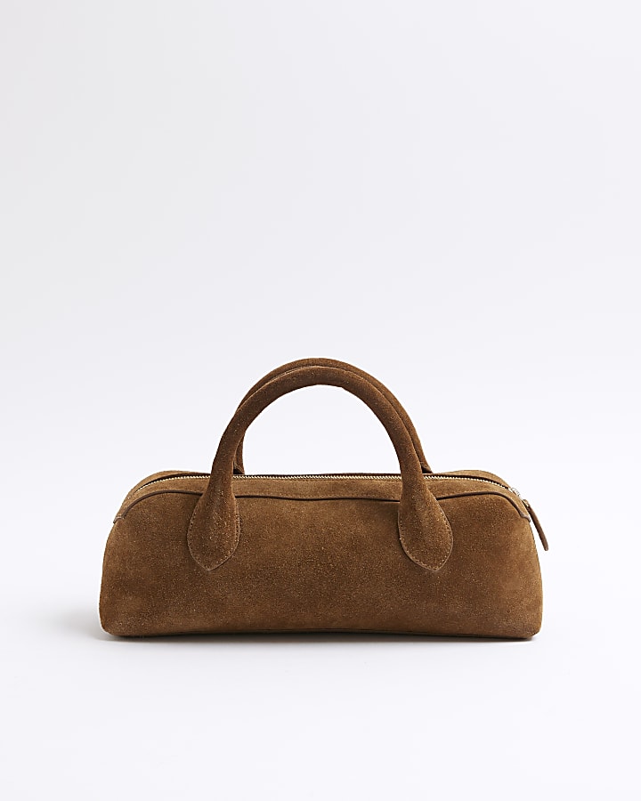 Brown Premium Suede Bowler Bag