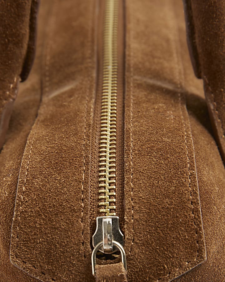 Brown Premium Suede Bowler Bag