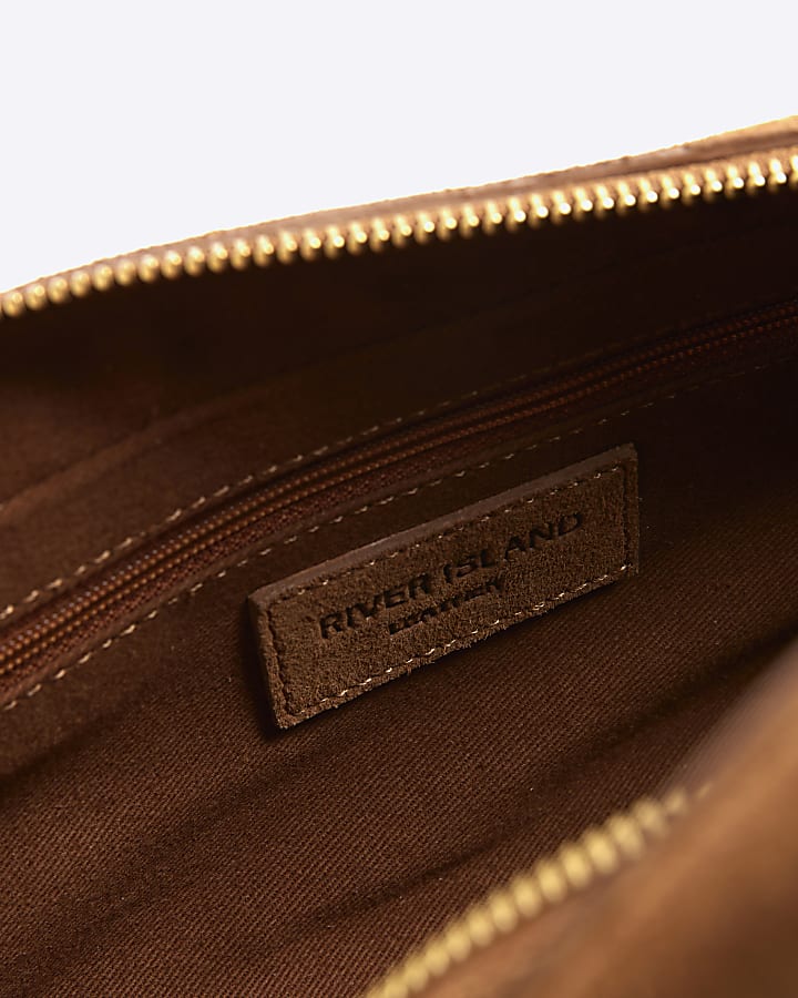 Brown Premium Suede Bowler Bag