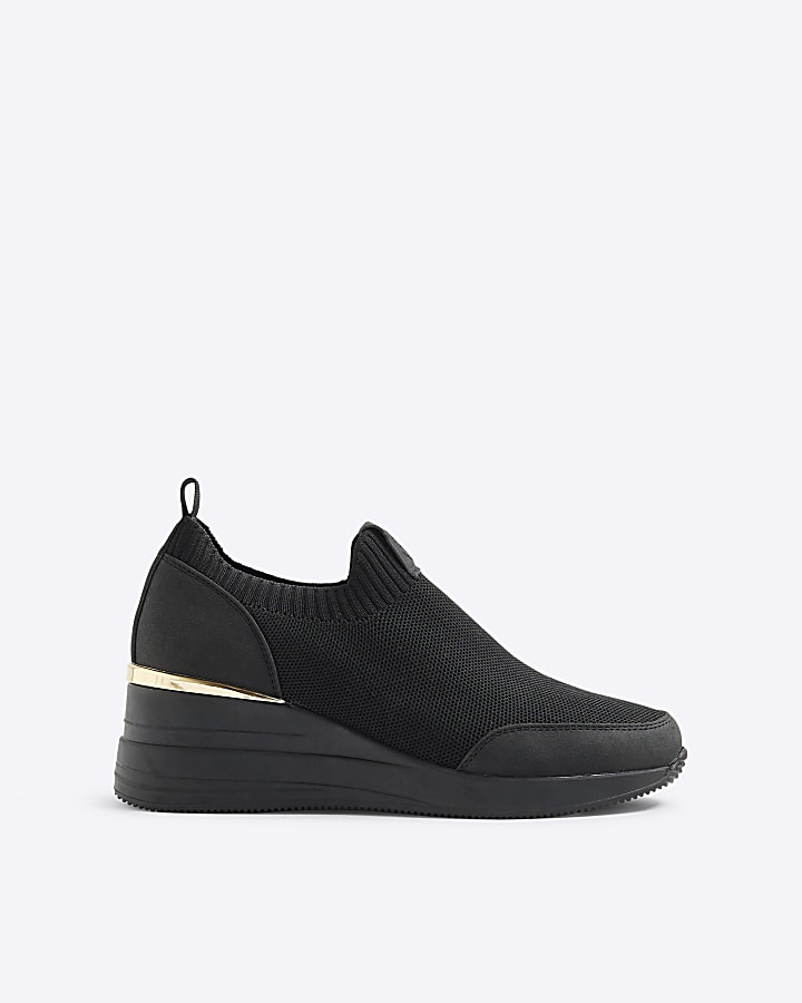 Black Wedge Trainers
