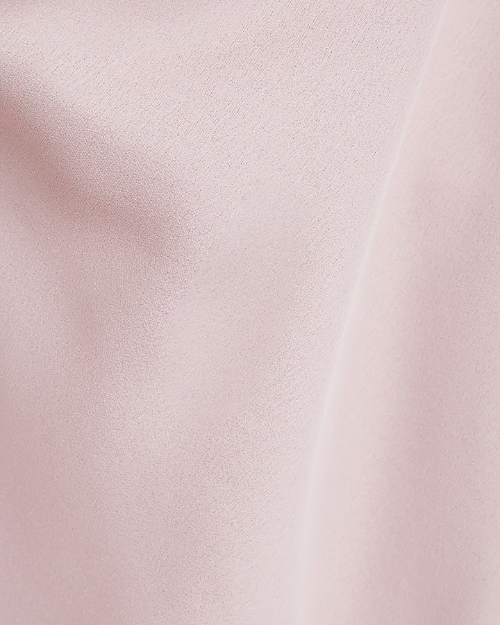 Pink Satin Cowl Neck Belted Mini Dress