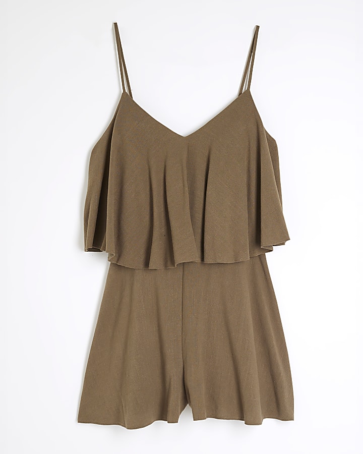 Khaki Double Layered Playsuit