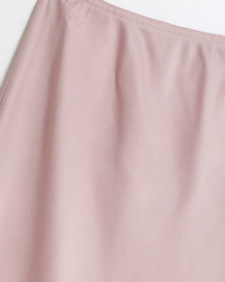 Pink Satin Midi Skirt