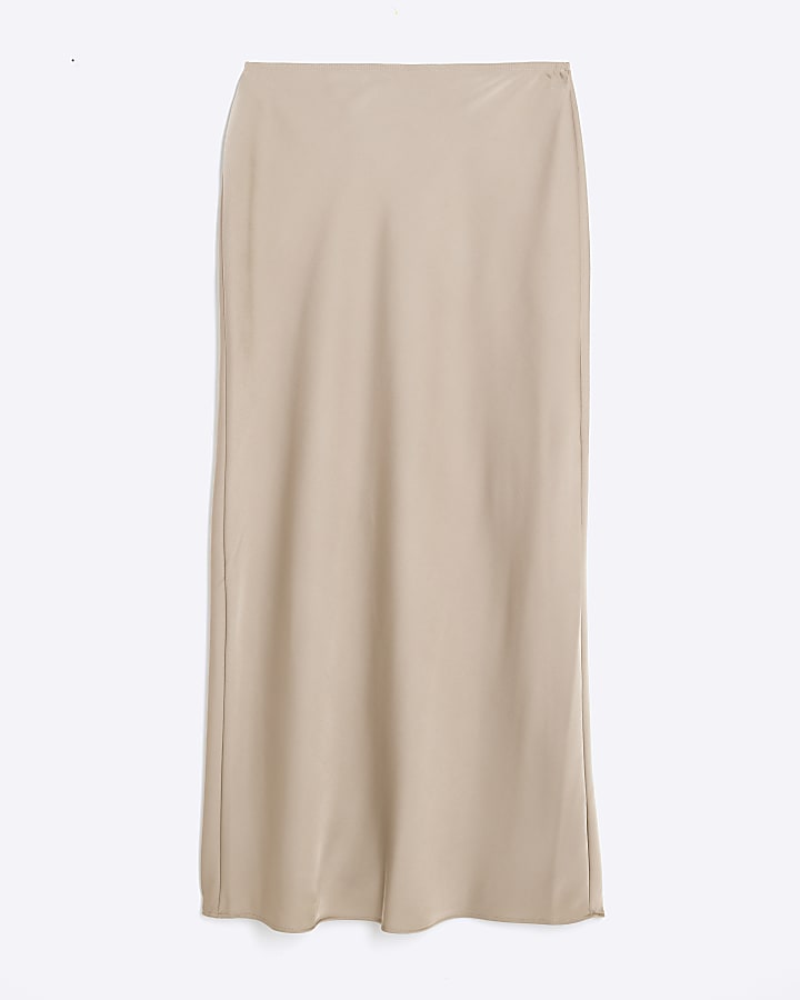 Beige Satin Maxi Skirt