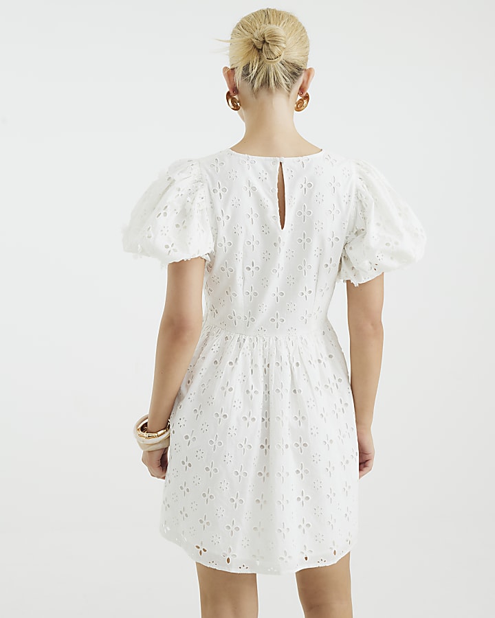 White Premium Broderie Mini Dress