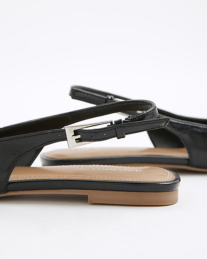Black Slingback Pointed Toe Flat Shoes