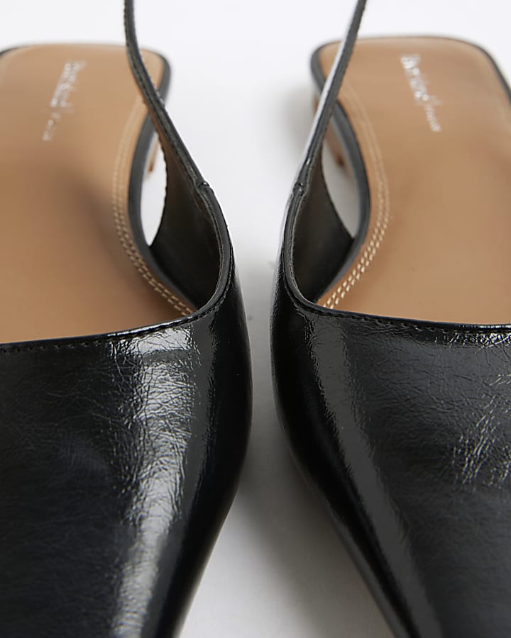 Black Slingback Pointed Toe Flat Shoes