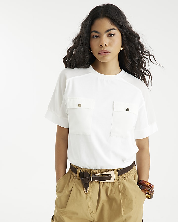 White Short Sleeve Pocket Utility T-shirt