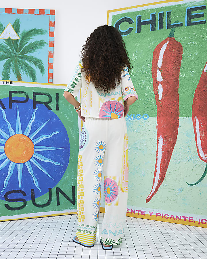 Cream Atlas Linen Trousers