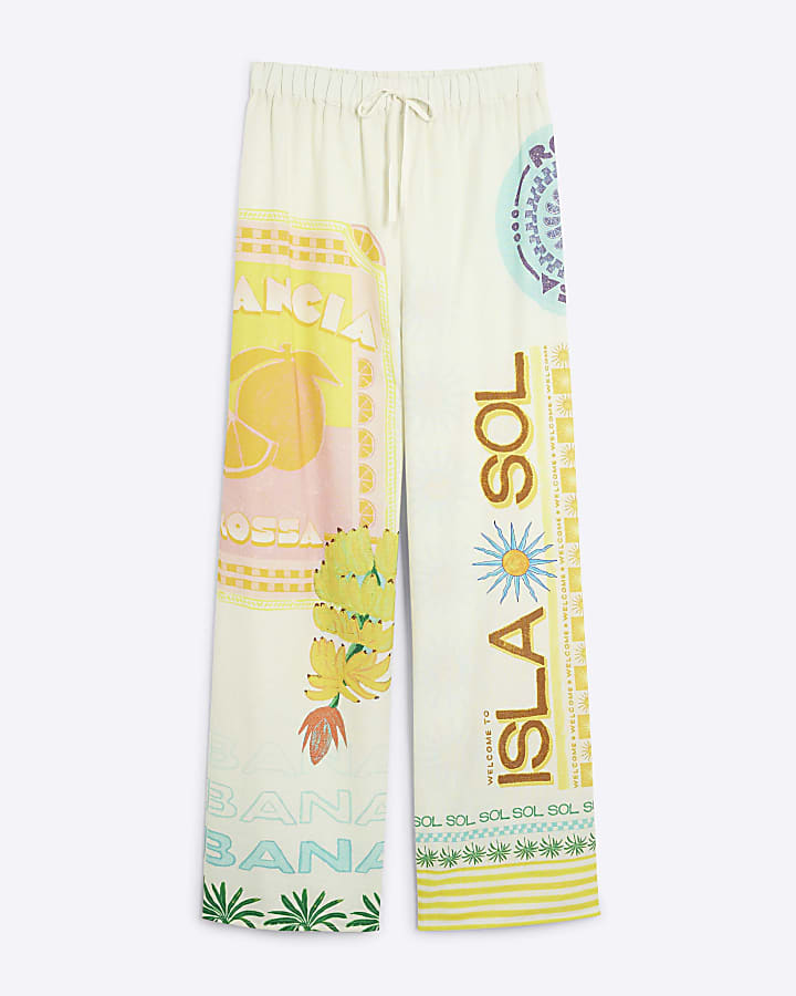 Cream Atlas Linen Trousers