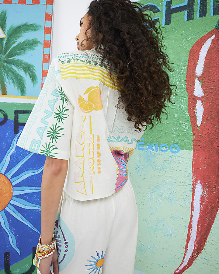 Cream Atlas Tie Front Shirt